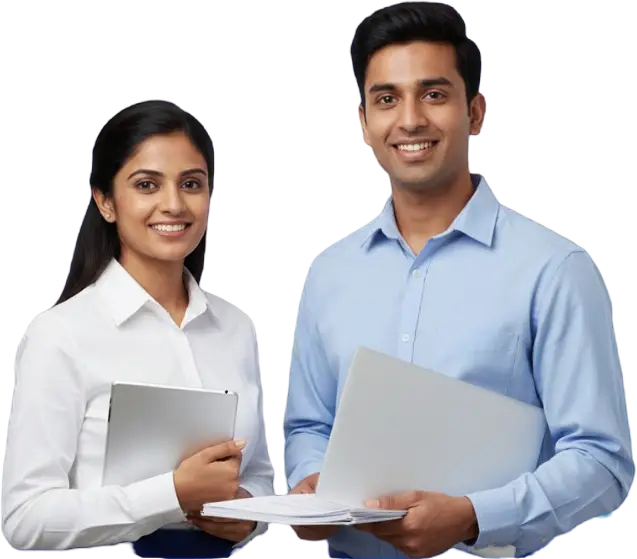 Students with laptop and paper