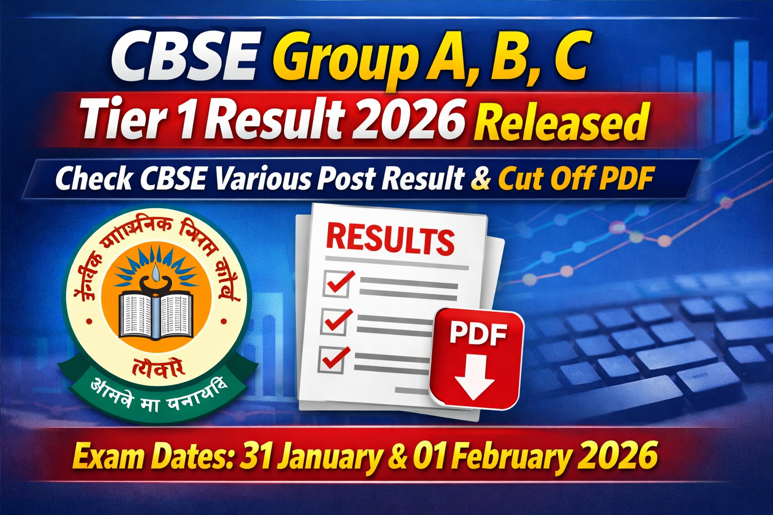 CBSE Group A, B, C Tier 1 Result 2026 Released | Check CBSE Various Post Result & Cut Off PDF