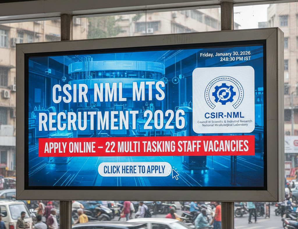 CSIR NML MTS Recruitment 2026 Apply Online – 22 Multi Tasking Staff Vacancies
