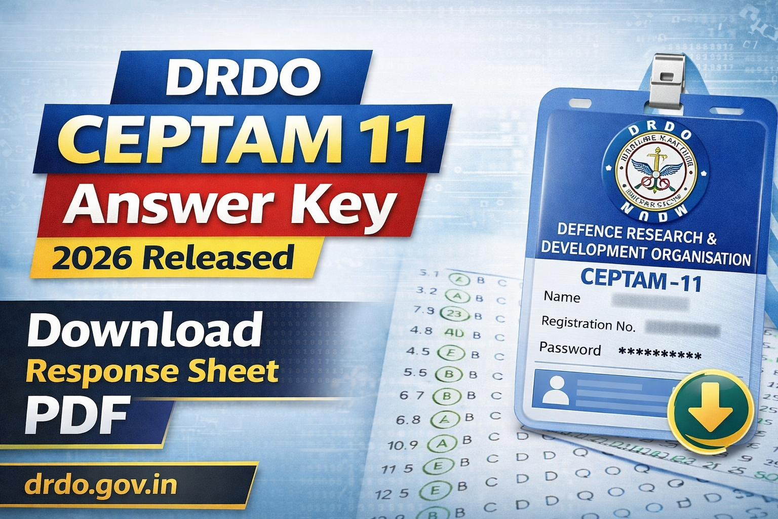 DRDO CEPTAM 11 Answer Key 2026 Released, Download Response Sheet PDF