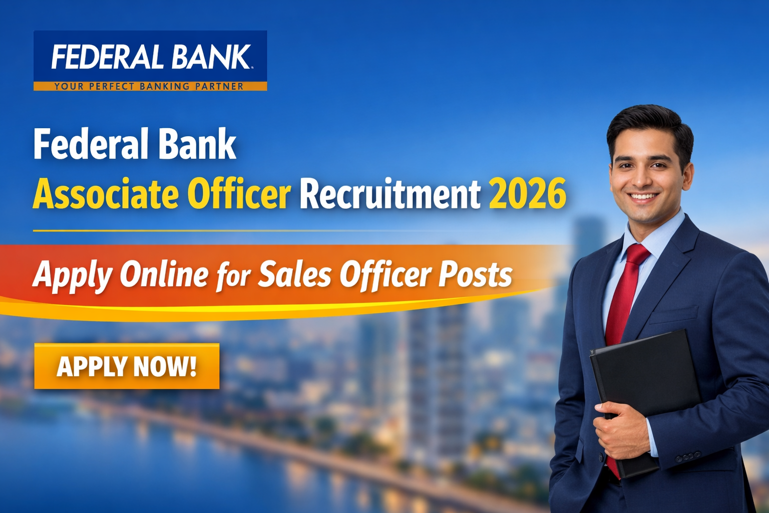 Federal Bank Associate Officer Recruitment 2026 | Apply Online for Sales Officer Posts