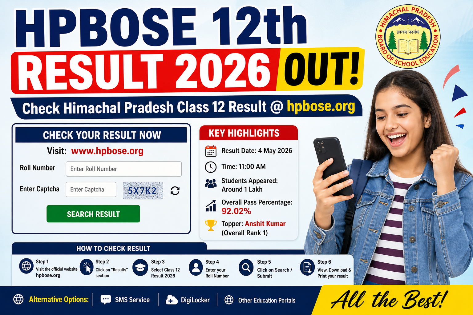 HPBOSE 12th Result 2026 OUT – Check Himachal Pradesh Class 12 Result @ hpbose.org