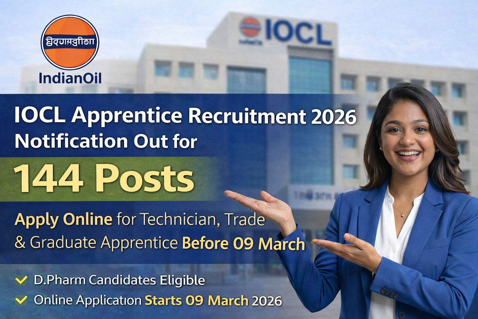 IOCL Apprentice Recruitment 2026 Notification Out for 144 Posts | Apply Online for Technician, Trade