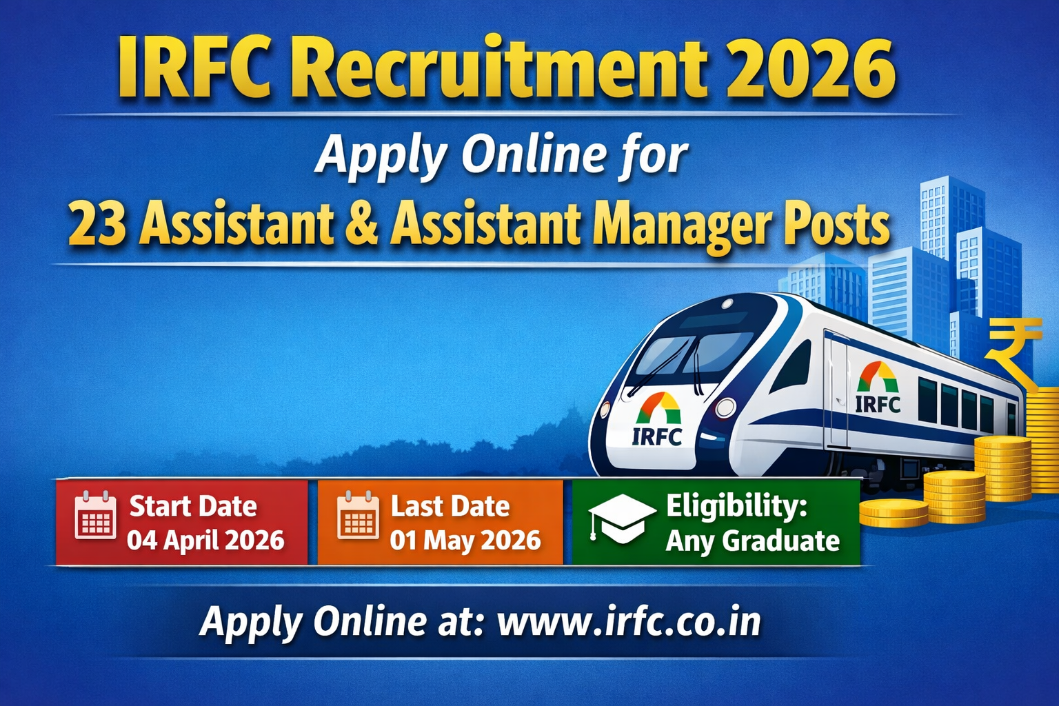 IRFC Recruitment 2026 Apply Online for 23 Assistant & Assistant Manager Posts