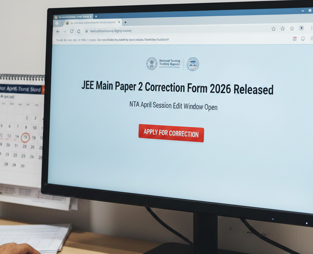JEE Main Paper 2 Correction Form 2026 Released | NTA April Session Edit Window Open