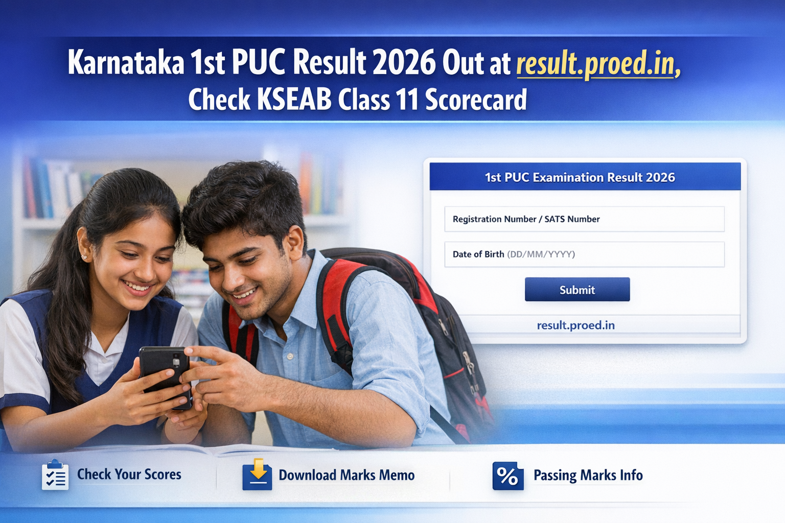 Karnataka 1st PUC Result 2026 Out at result.proed.in, Check KSEAB Class 11 Scorecard