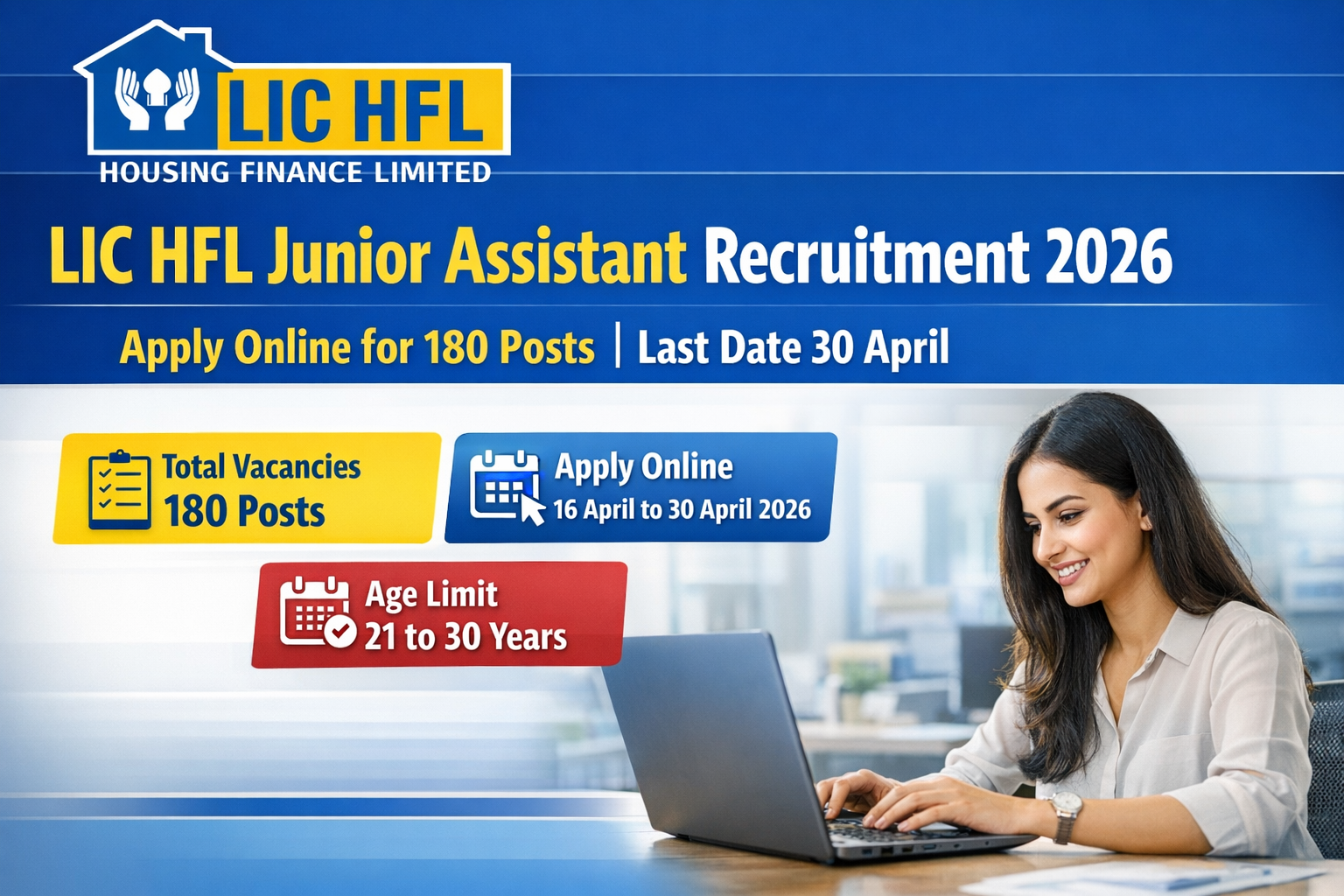 LIC HFL Junior Assistant Recruitment 2026 Apply Online for 180 Posts | Last Date 30 April