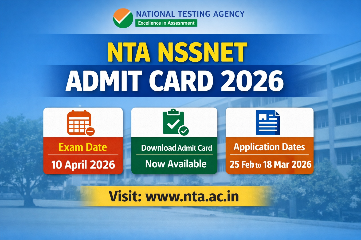 NTA NSSNET Admit Card 2026