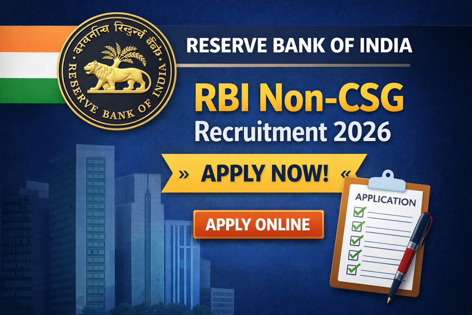 RBI Non-CSG Recruitment 2026 | Apply Online for 21 Various Posts