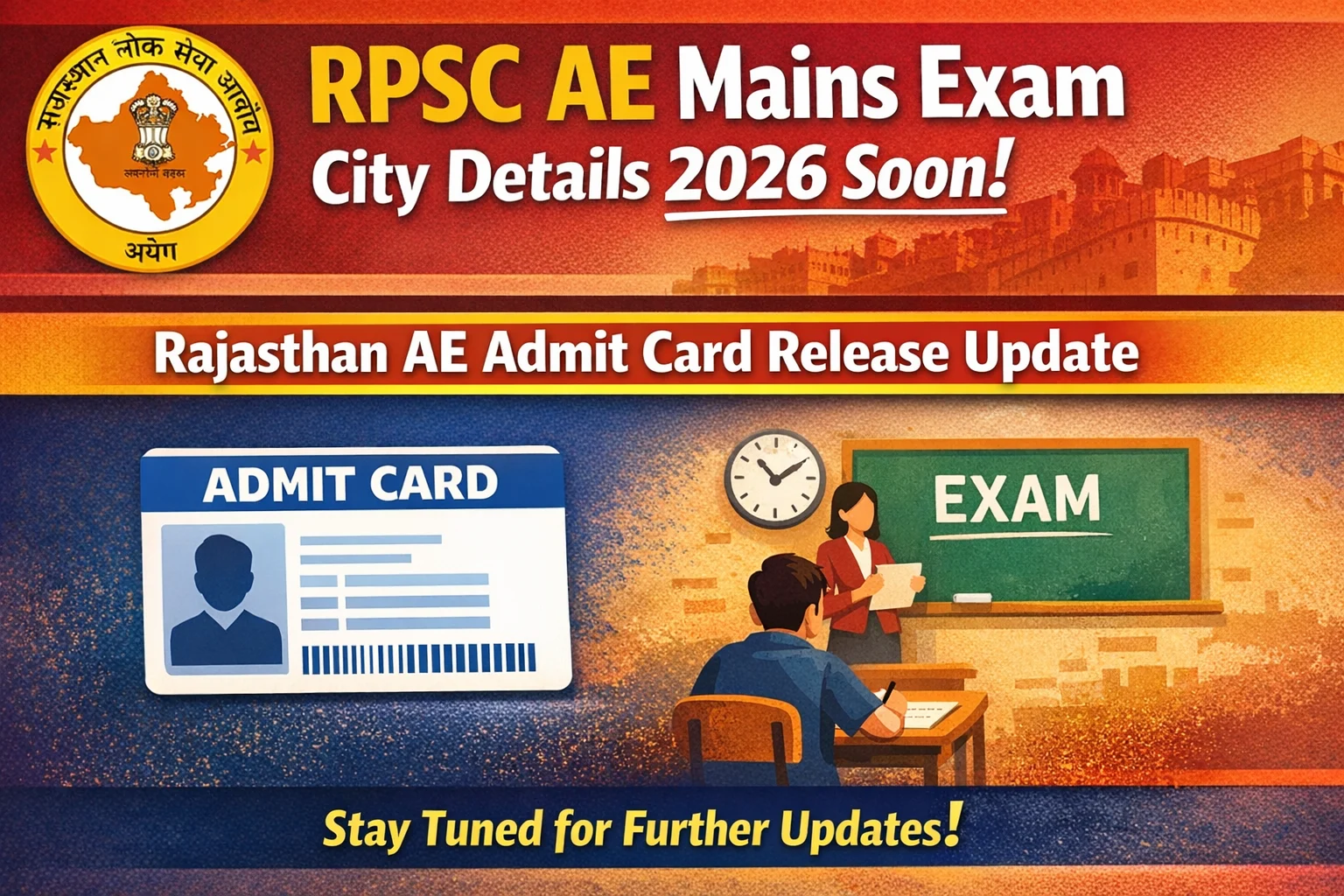 RPSC AE Mains Exam City Details 2026 Soon | Rajasthan AE Admit Card Release Update