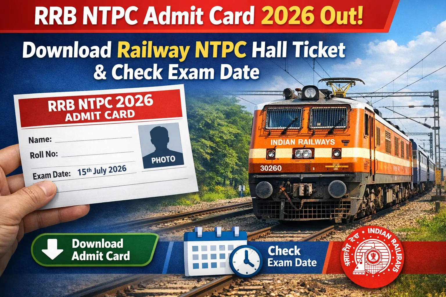 RRB NTPC Admit Card 2026 Out | Download Railway NTPC Hall Ticket & Check Exam Date