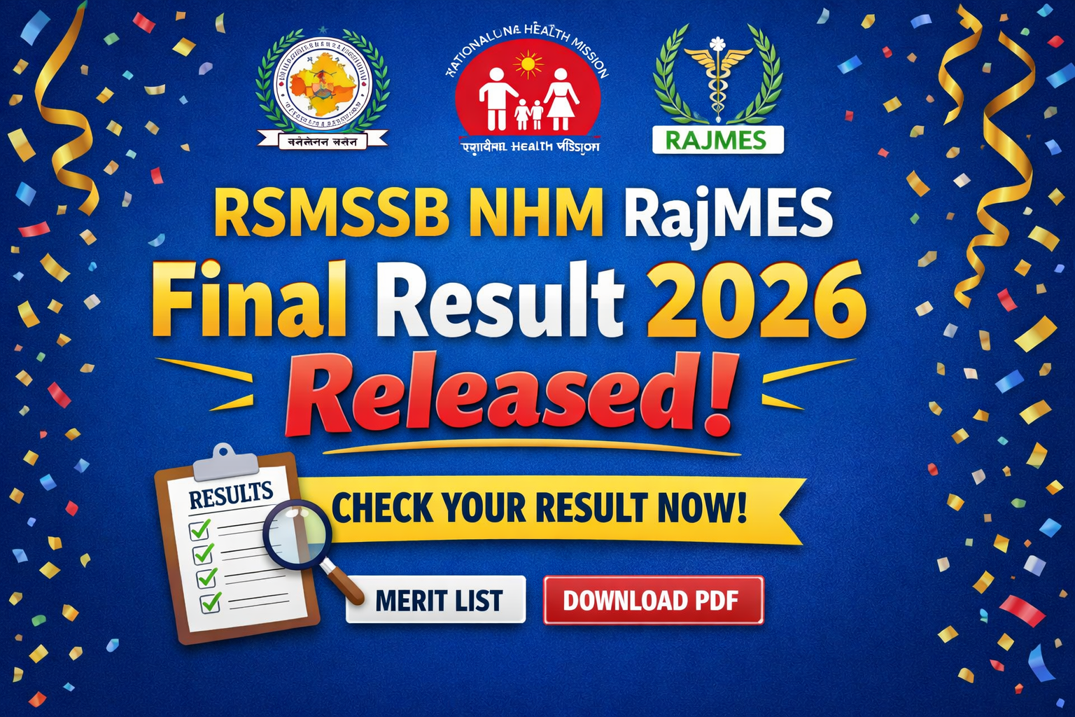 RSMSSB NHM RajMES Final Result 2026 Released | Download Result PDF