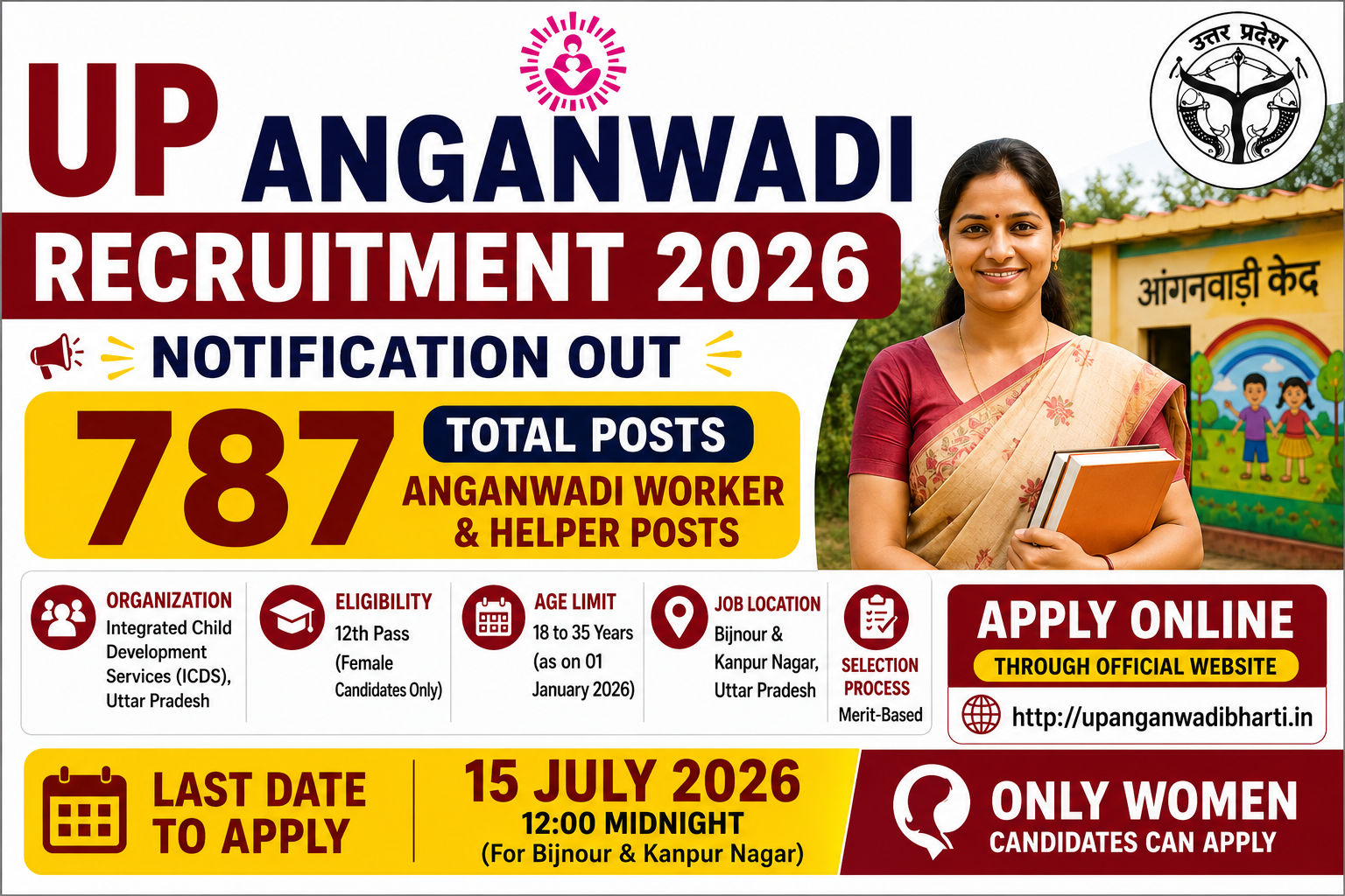 UP Anganwadi Recruitment 2026 Notification Out for 787 Posts, Apply Online