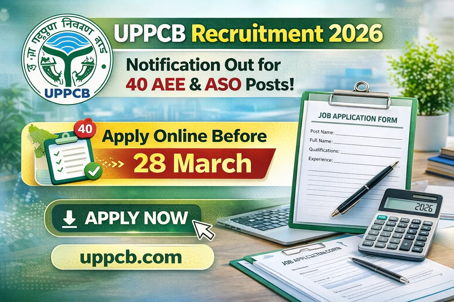UPPCB Recruitment 2026 Notification Out for 40 AEE & ASO Posts | Apply Online Before 28 March