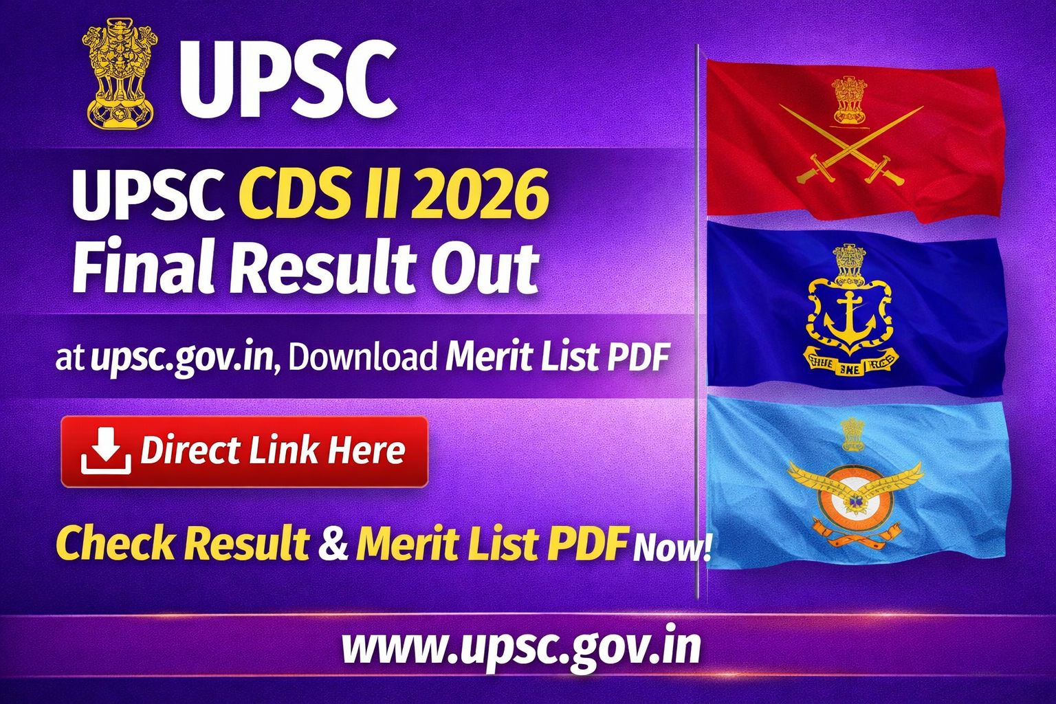 UPSC CDS II 2026 Final Result Out at upsc.gov.in, Download Merit List PDF